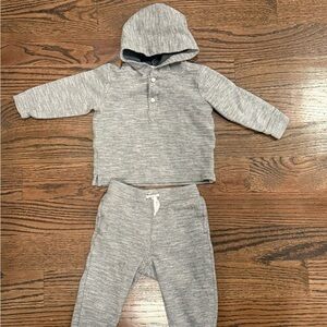 Janie and Jack Gray Herringbone Matching Set